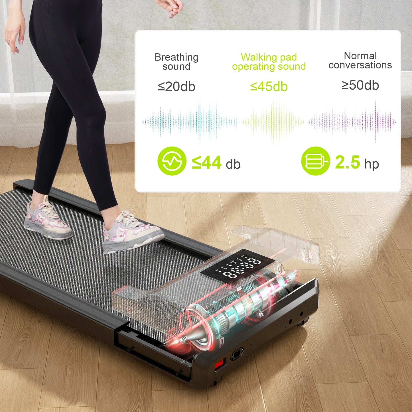 Home Treadmill 2 5HP Remote LCD Display Walking Pad
