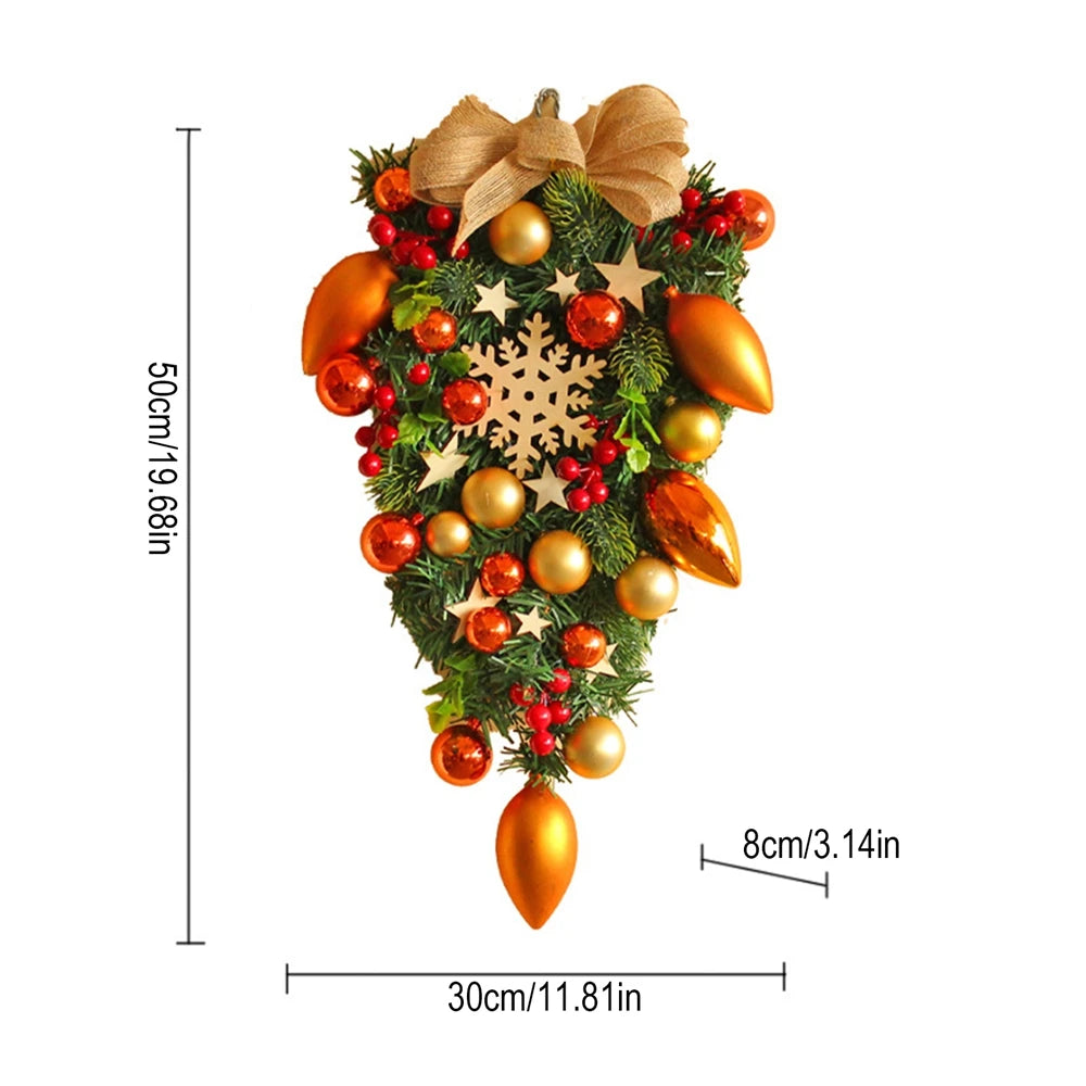 Christmas Ball Wreath Pine Cones Berry Garland Front Door