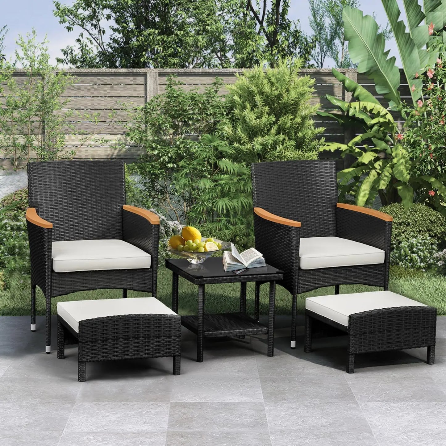 Angduo 5 Piece Outdoor Patio Set With Table And Ottomans
