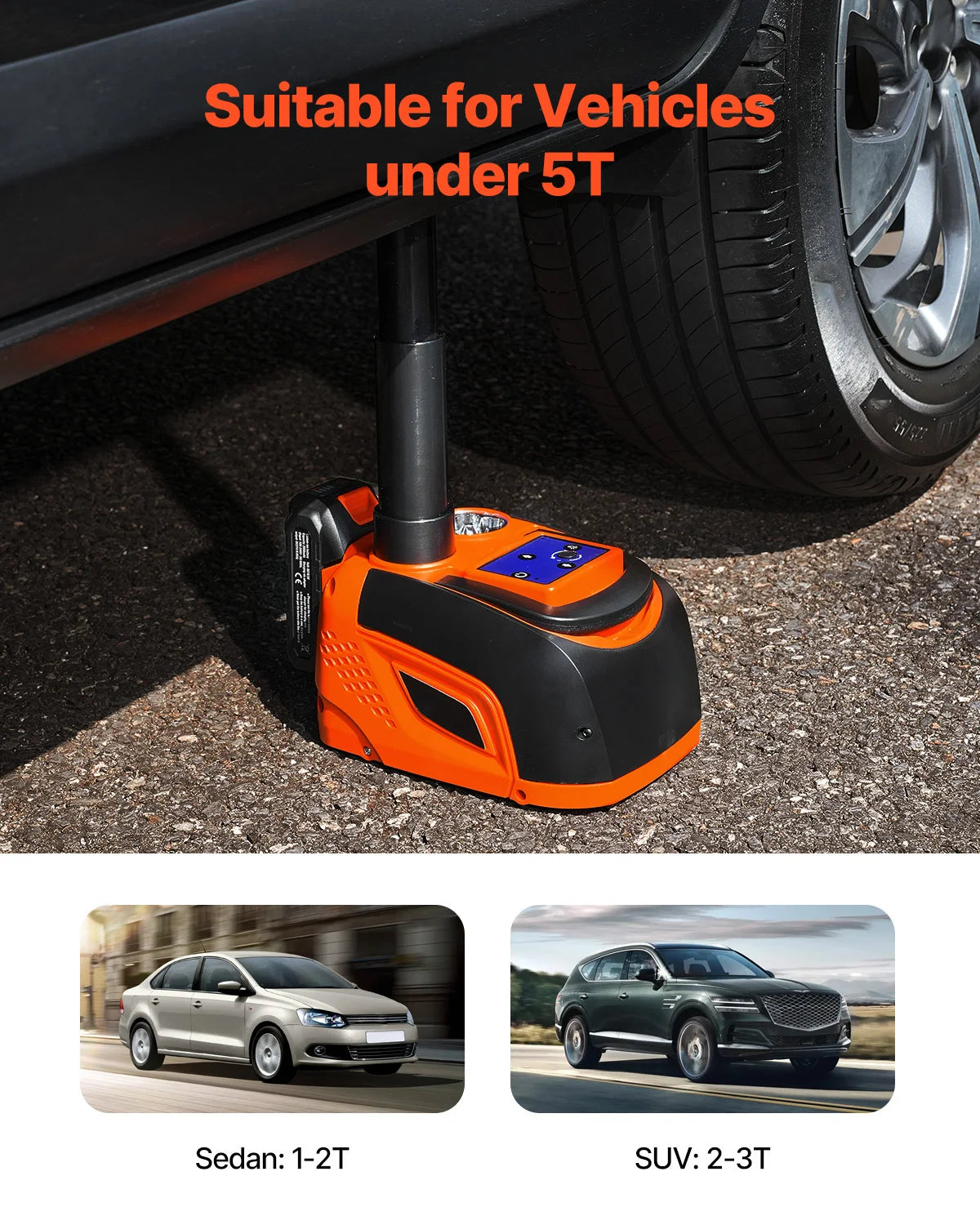 SucceBuy 5T Electric Car Jack Remote Led Light Tire Changer