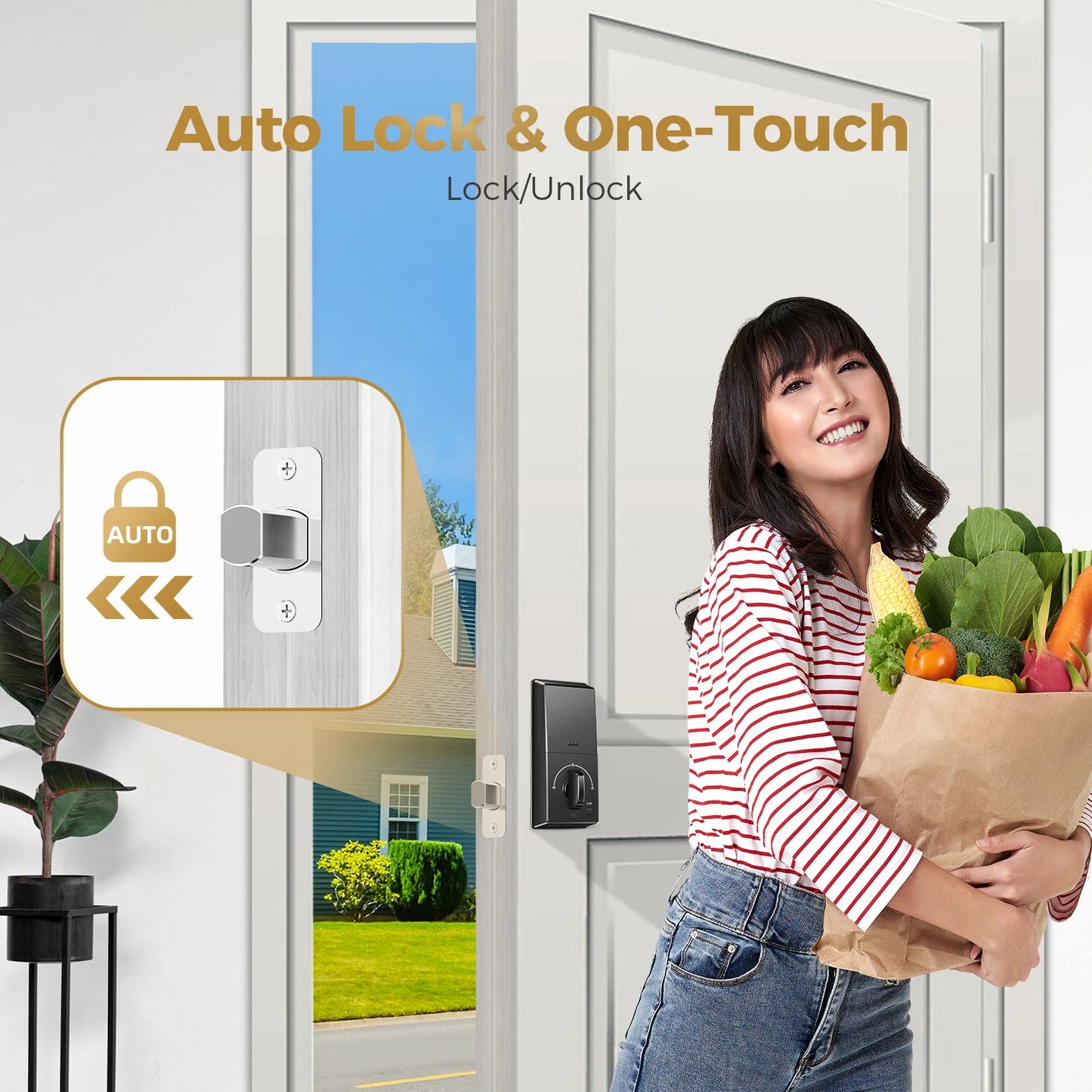 Arpha Smart Door Lock Keyless Entry D180 With 100 Code 16 Digit Anti Peeping Password Electronic Deadbolt WiFi