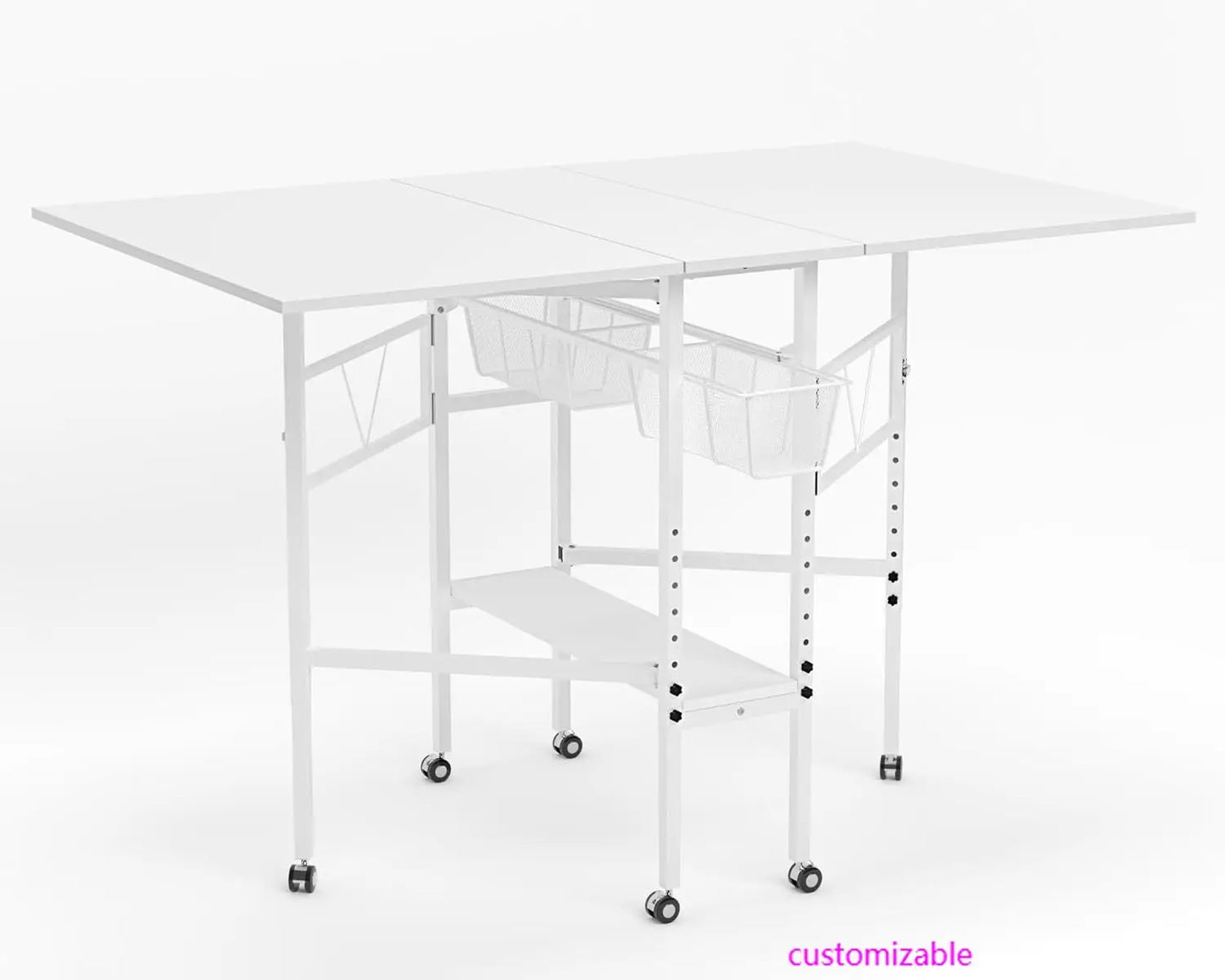 Height Adjustable Craft Table 59 Inch Wide With 2 Drawers