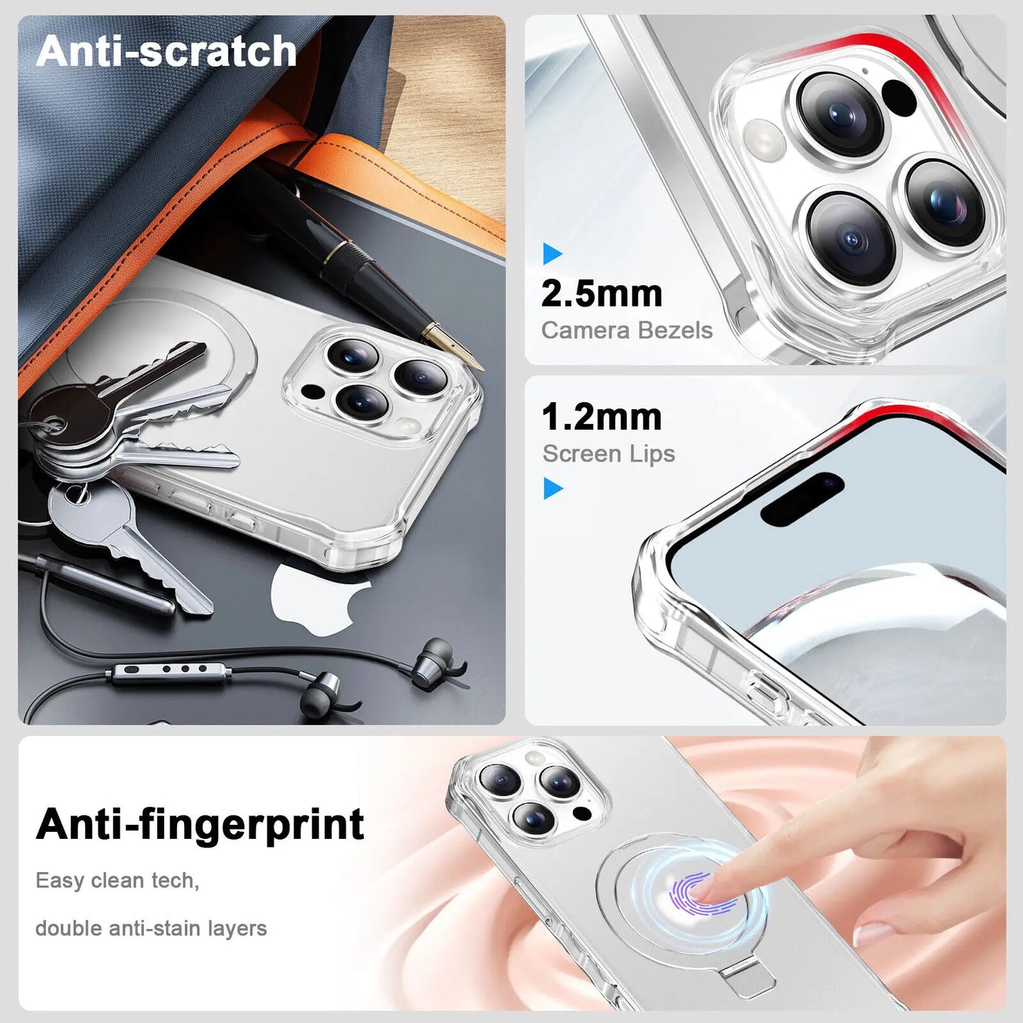 WeFor Magnetic Case For iPhone 16 Pro Max Plus With MagSafe Ring Stand