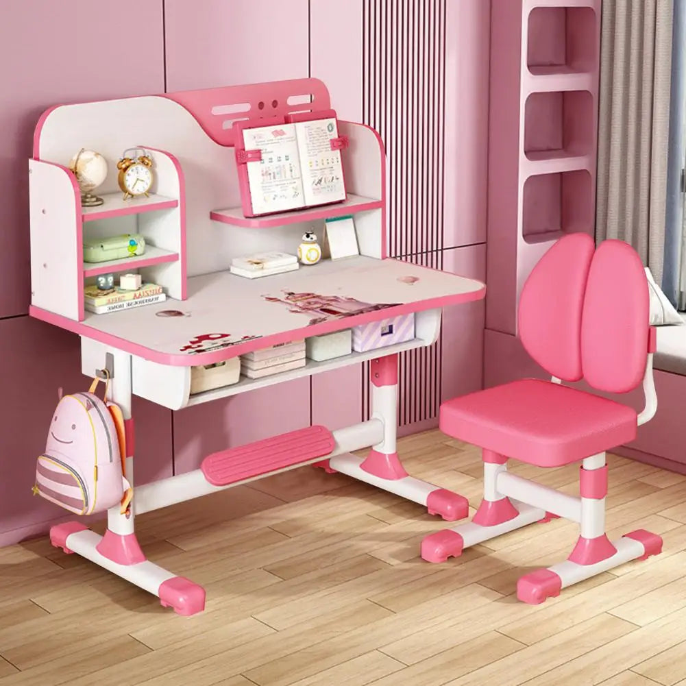 Height Adjustable Kids Premium Study Table and Chair Set with Writing Board