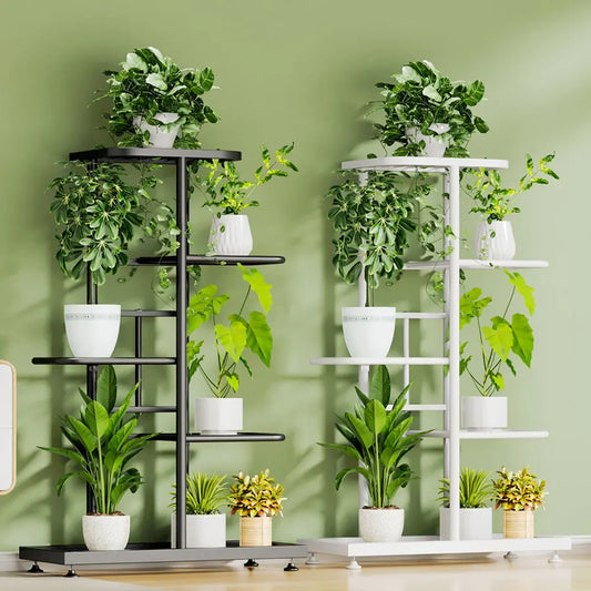 Plant Shelves Iron Potted Flower Plant Stand Rack Multiple Flower Pot Holder Shelf Indoor Outdoor Planter Display Organizer 8 Tiers Metal Storage Solution