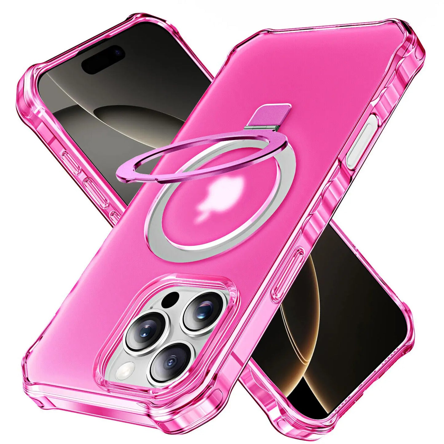 Magnetic Case For iPhone 16 Pro Max Plus With O Ring Stand Mag Safe Slim Cover