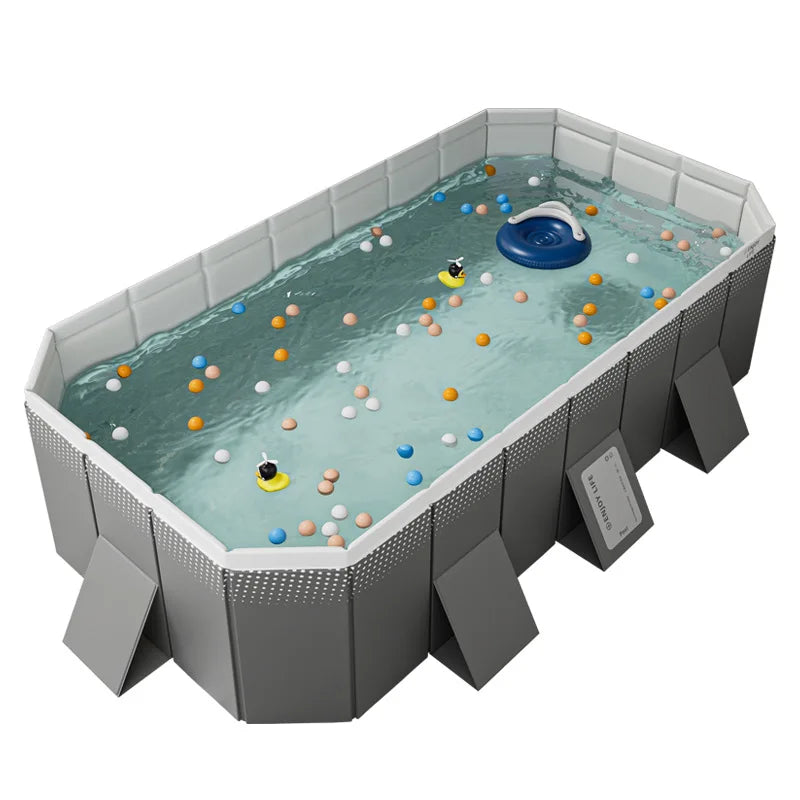 2.6M Foldable Non Inflatable Pool With Hard Plastic Shell