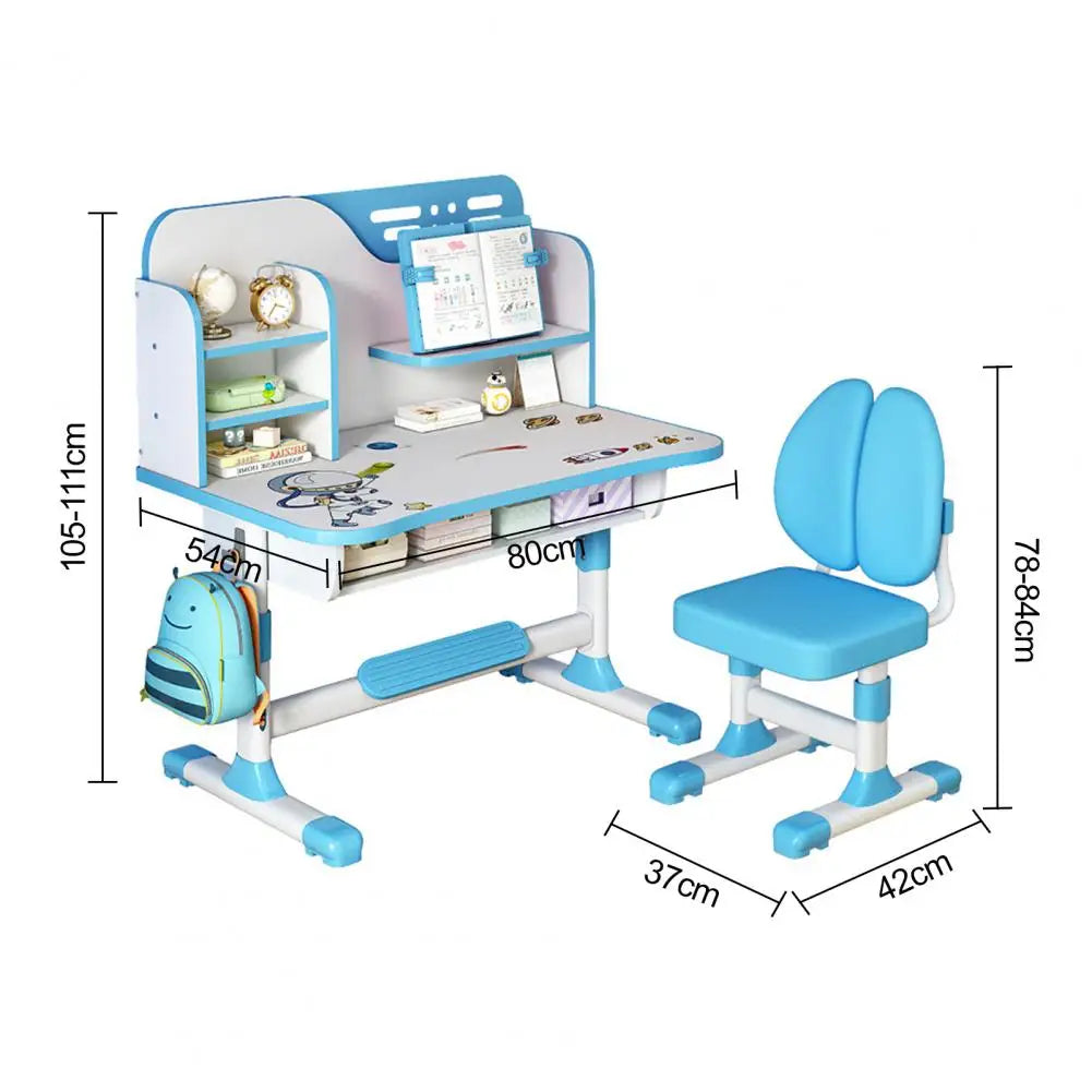 Height Adjustable Kids Premium Study Table and Chair Set with Writing Board