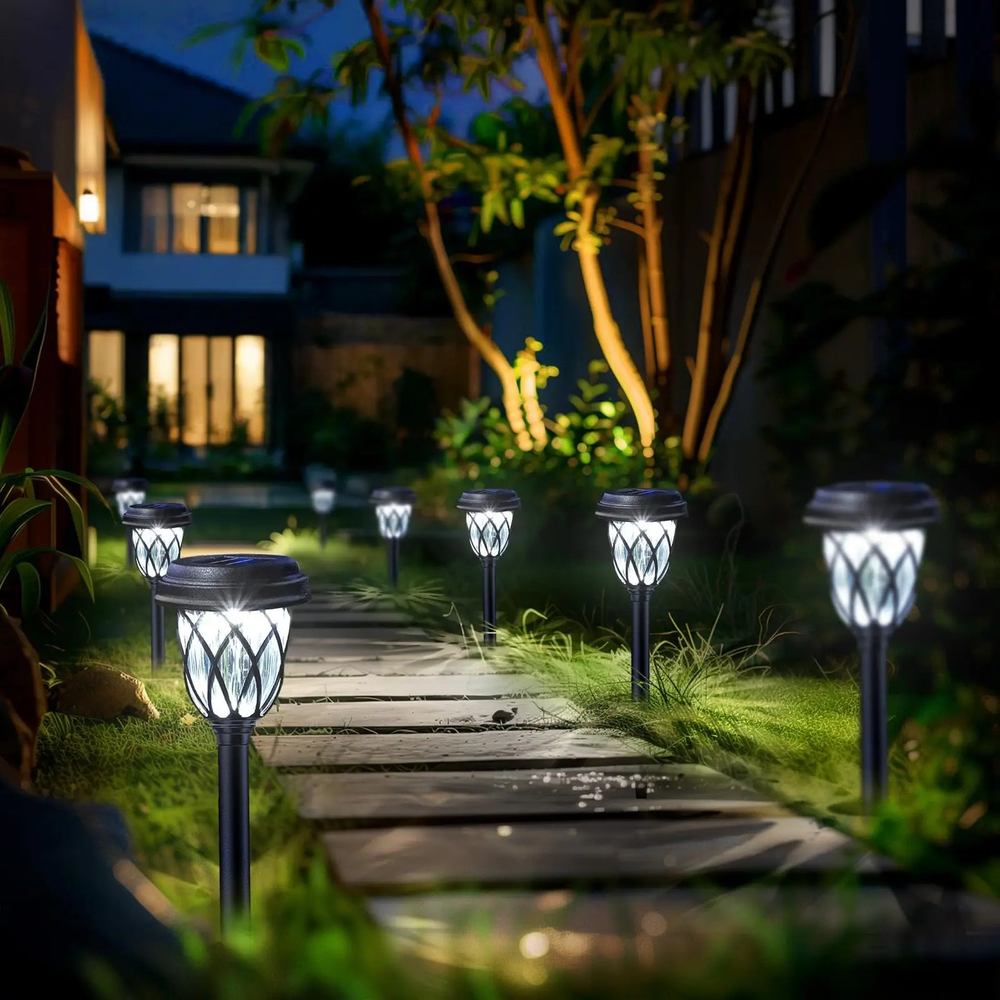 10 Pack Solar Powered Small Tube Light Lawn Garden Lamp