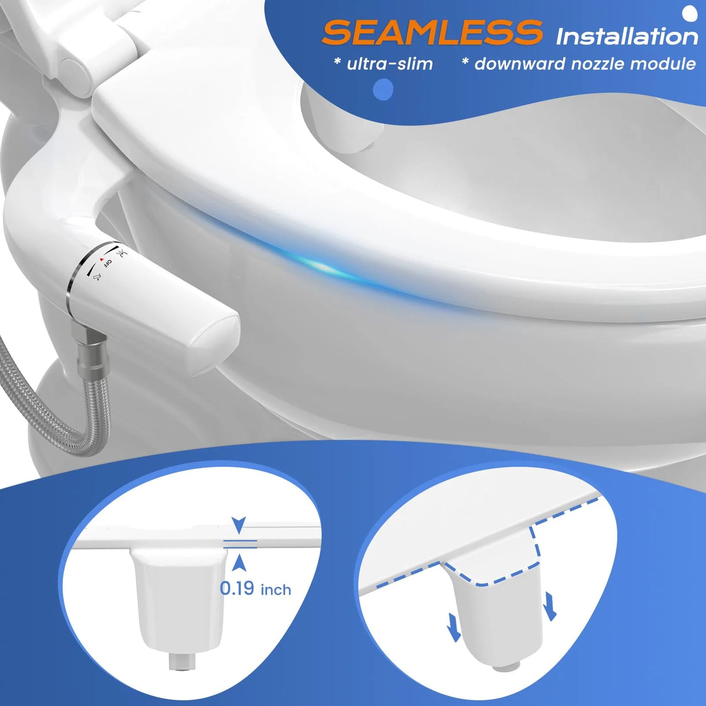 Ultra Slim Bidet Attachment For Toilet With Dual Nozzle Frontal Self Cleaning