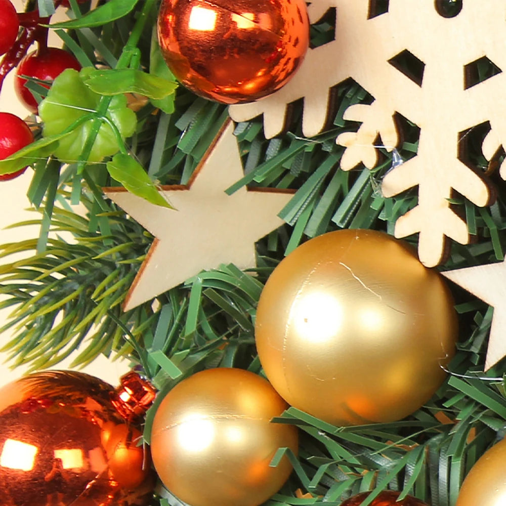 Christmas Ball Wreath Pine Cones Berry Garland Front Door