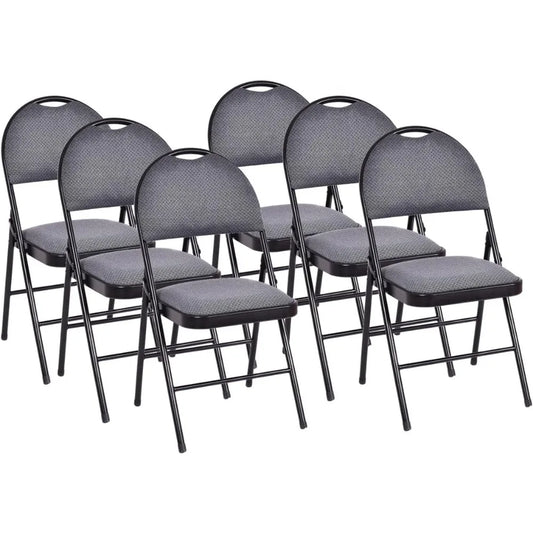 6-Pcs Folding Chairs Set - Foldable Dining Chairs with Upholstered Seat, Non-Slip Footpads, Commercial Guest Chairs, Pack of 6