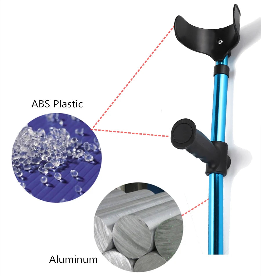 Alloy Folding Crutch Adjustable Telescopic Underarm Cane