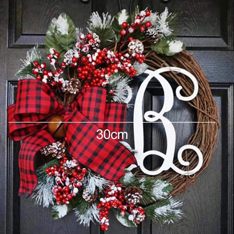 38cm Christmas Letter Wreath Red Fruit Door Decoration