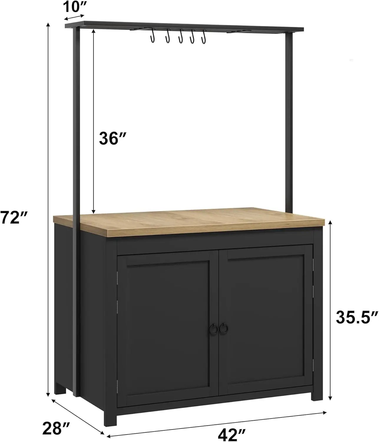 42 Inch Island Cart With Storage Heavy Duty Five Hooks