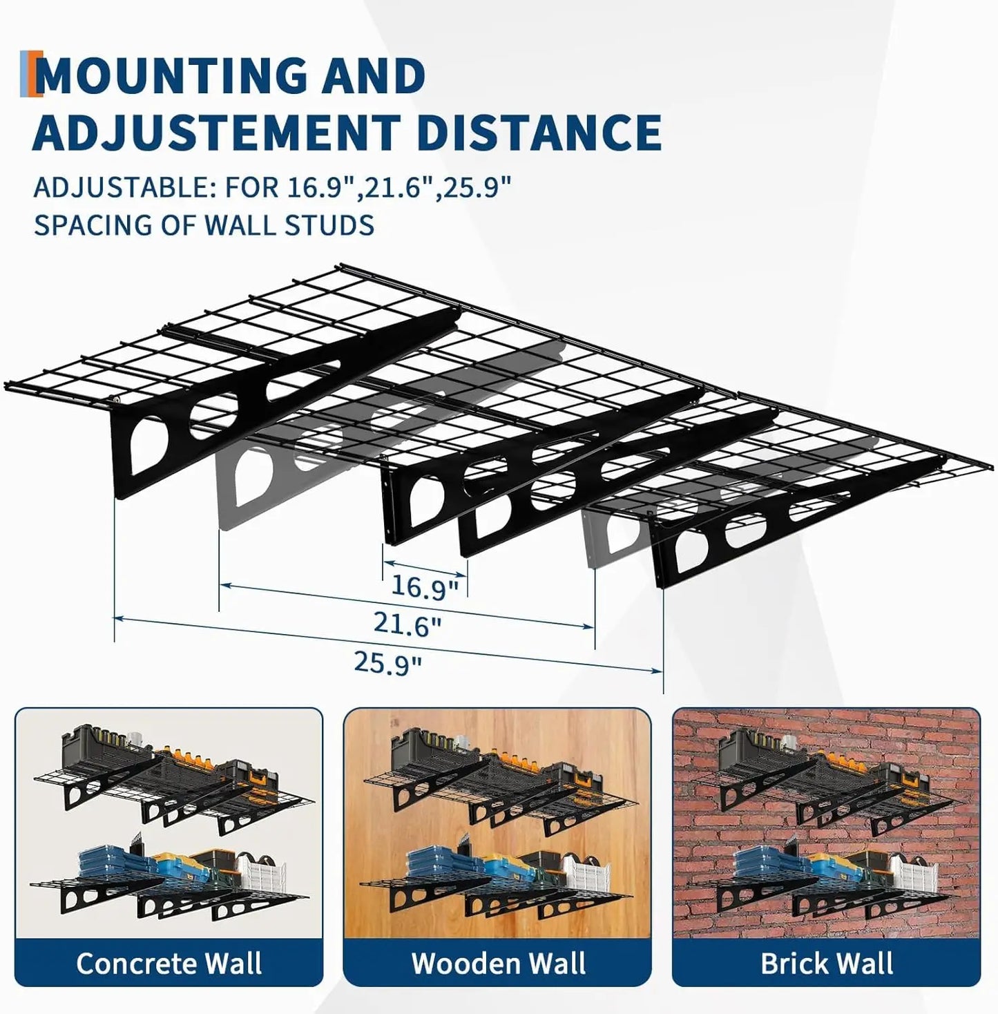 2 Pack Wall Mounted Garage Shelves 72 Inch Wide 24 Inch Deep Heavy Duty