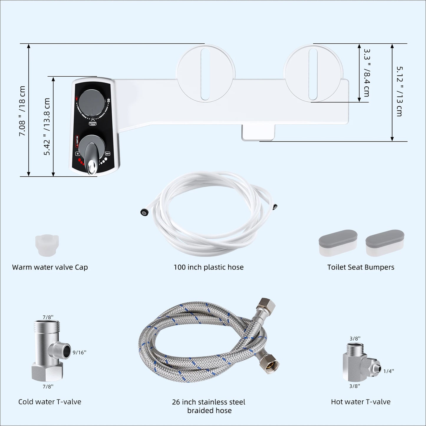 Bidet Attachment For Toilet Hot And Cold Water Spray Non Electric Dual Nozzle