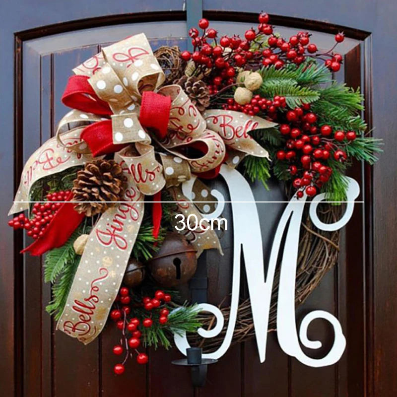 38cm Christmas Letter Wreath Red Fruit Door Decoration