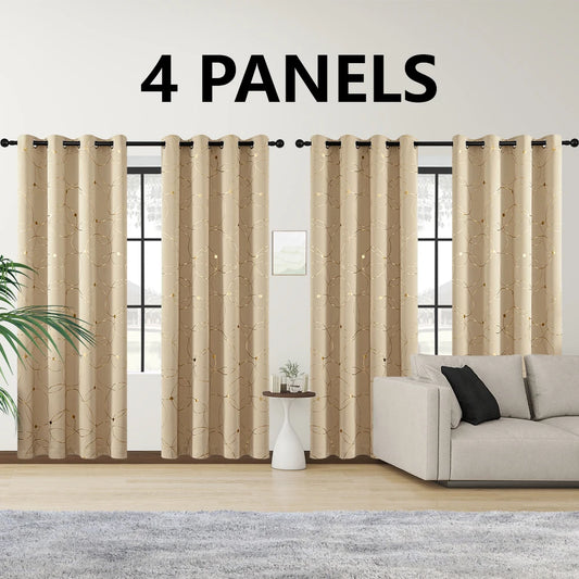4 Pack Blackout Curtains Grommet Insulated Room Darkening Foil Print Bedroom