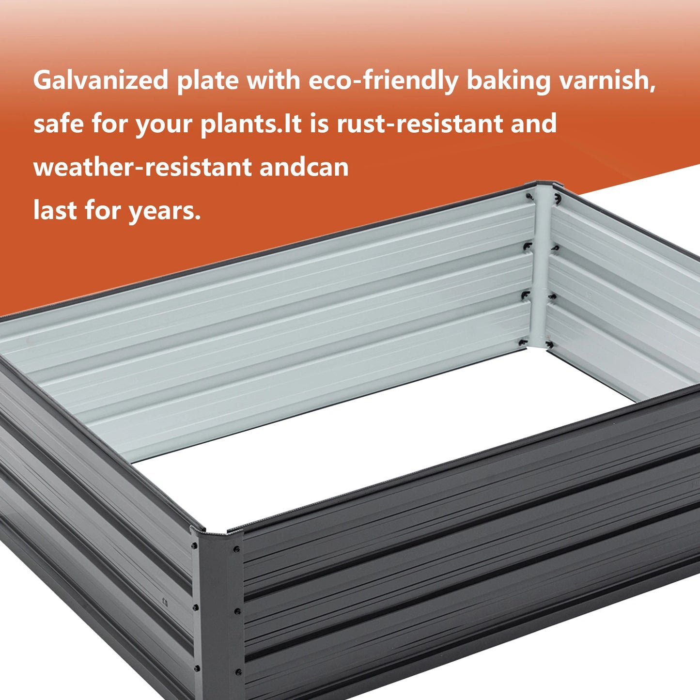 4x3x1ft Black Metal Raised Garden Bed Galvanized Planter Box for Vegetables Flowers Herbs
