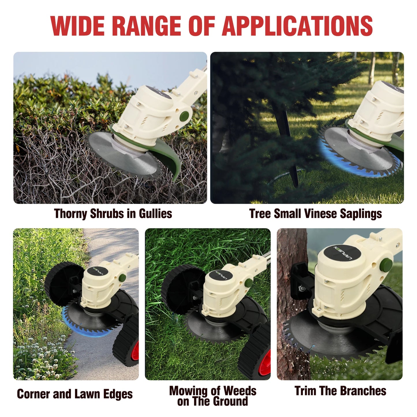 Cordless Grass Trimmer 21V 500W Lawn Mower With Wheels