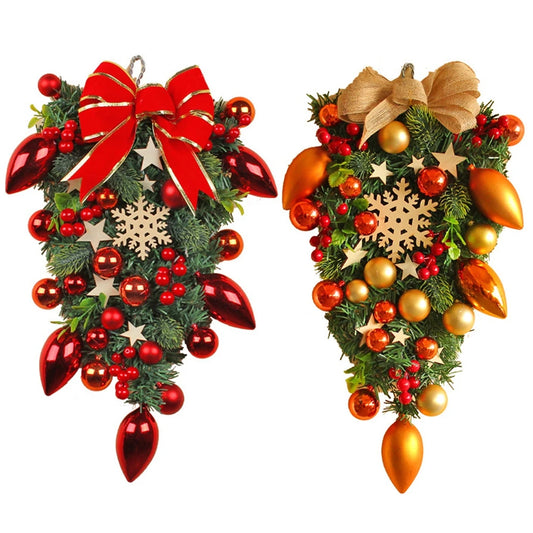 Christmas Ball Wreath Pine Cones Berry Garland Front Door