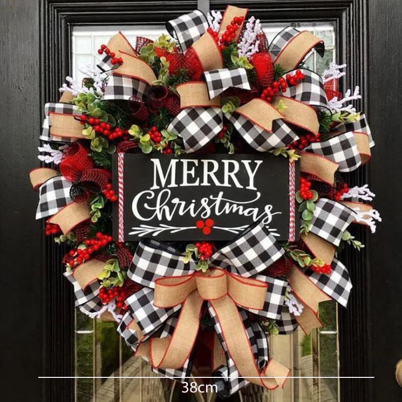 38cm Christmas Letter Wreath Red Fruit Door Decoration