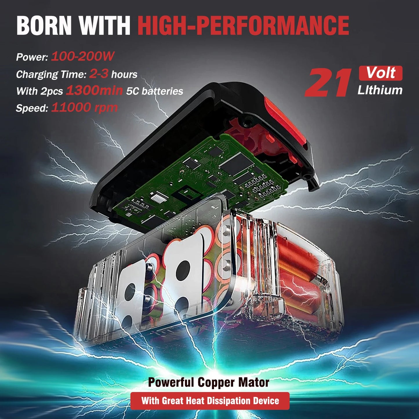 Cordless Grass Trimmer 21V 500W Lawn Mower With Wheels