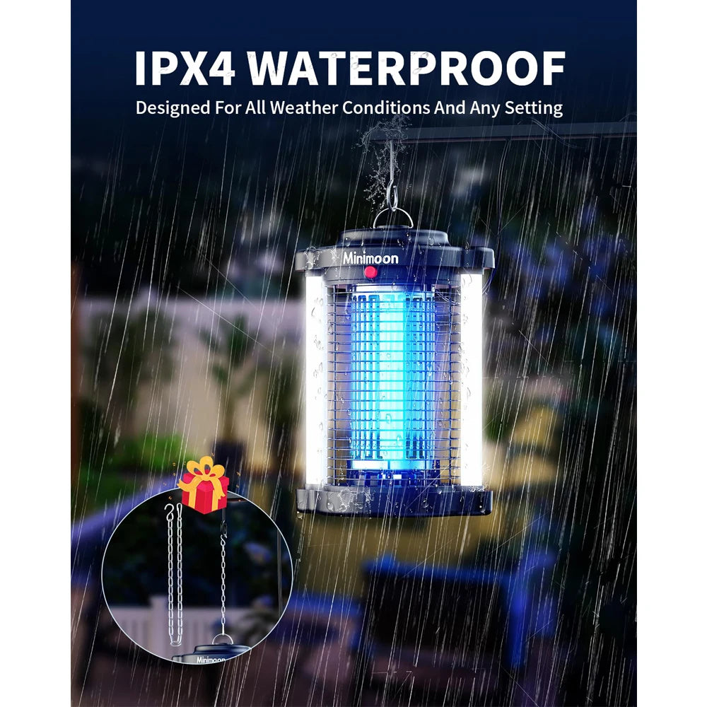Minimoon Outdoor Bug Zapper Mosquito Zapper with Dual LED Light 4200V 15W IPX4