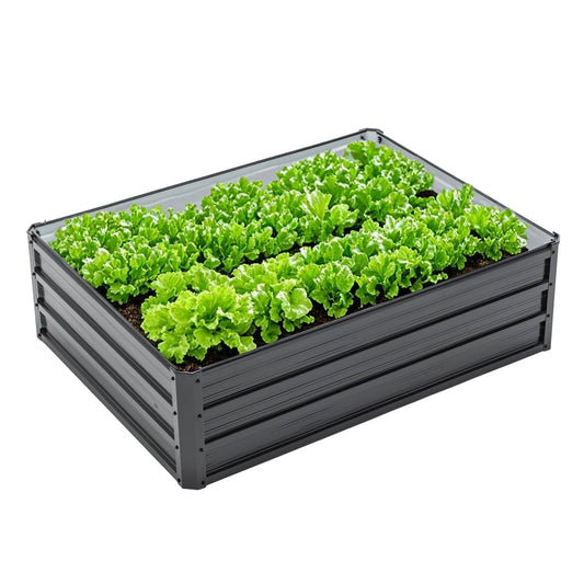 4x3x1ft Black Metal Raised Garden Bed Galvanized Planter Box for Vegetables Flowers Herbs