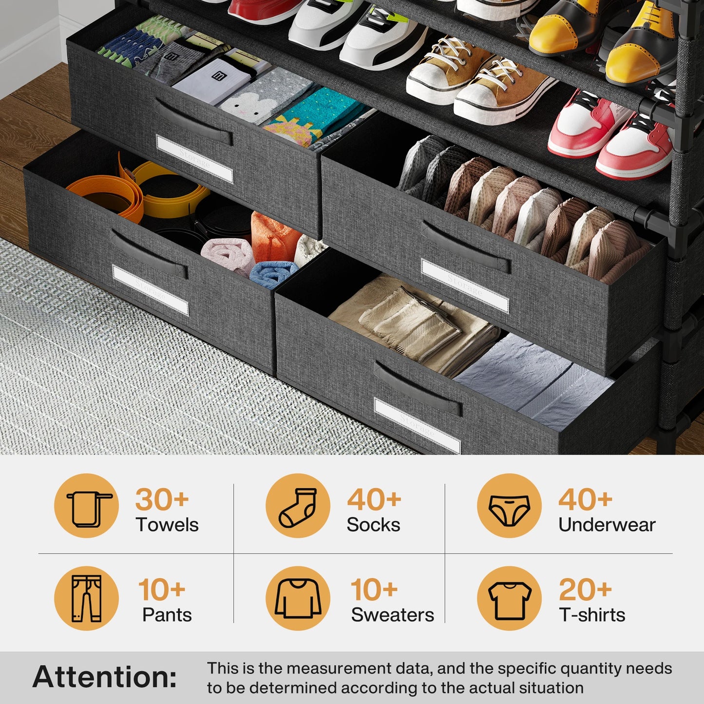Tribesigns 10 Tier Shoe Rack Organizer With 4 Bins Drawers