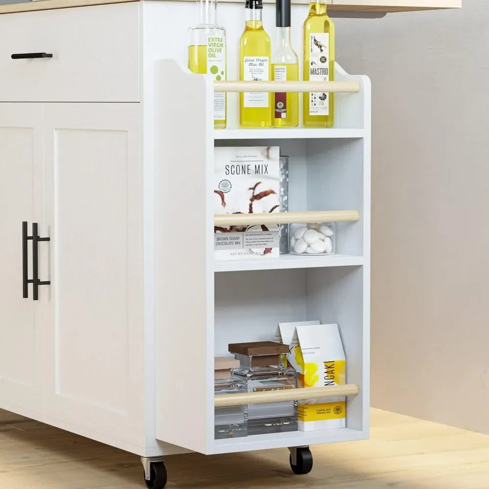 Rolling Kitchen Island On Wheels With Drop Leaf And Storage