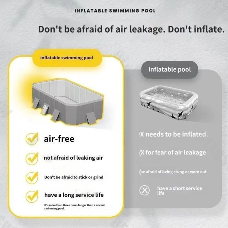 2.6M Foldable Non Inflatable Pool With Hard Plastic Shell