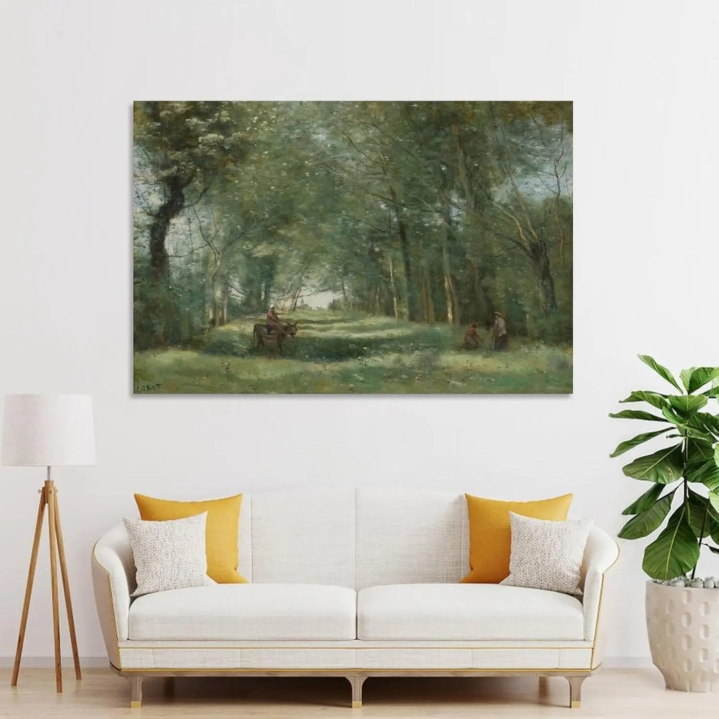 The Green Drive Canvas Painting By Corot Wall Art Print