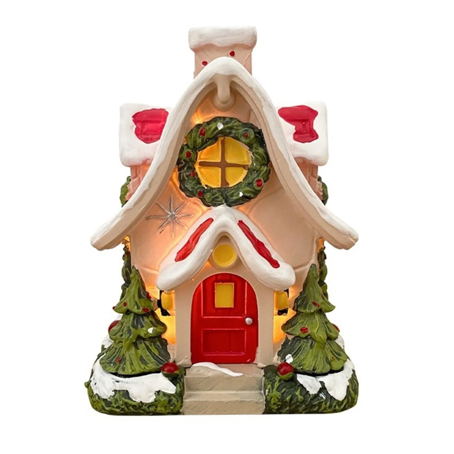 Luminous Resin Log Cabin Snow House Christmas Decorations