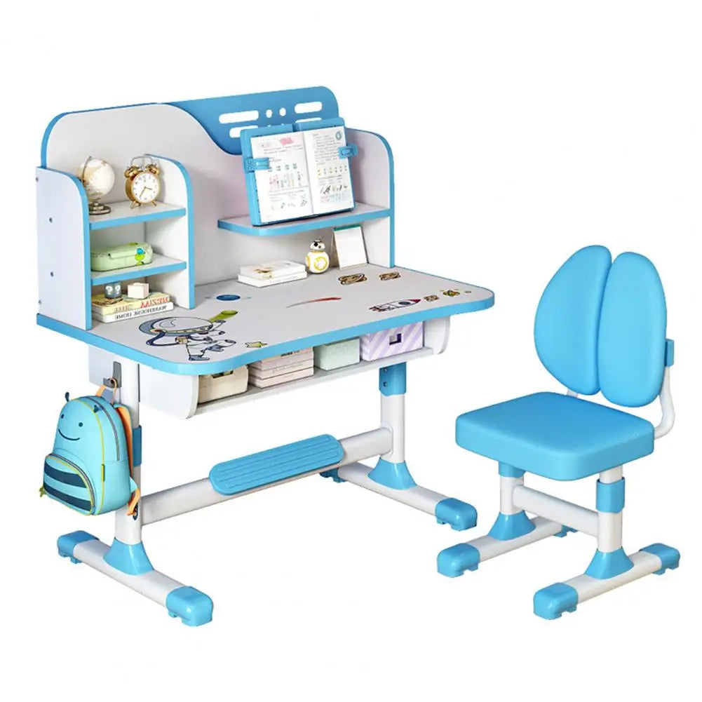 Height Adjustable Kids Premium Study Table and Chair Set with Writing Board