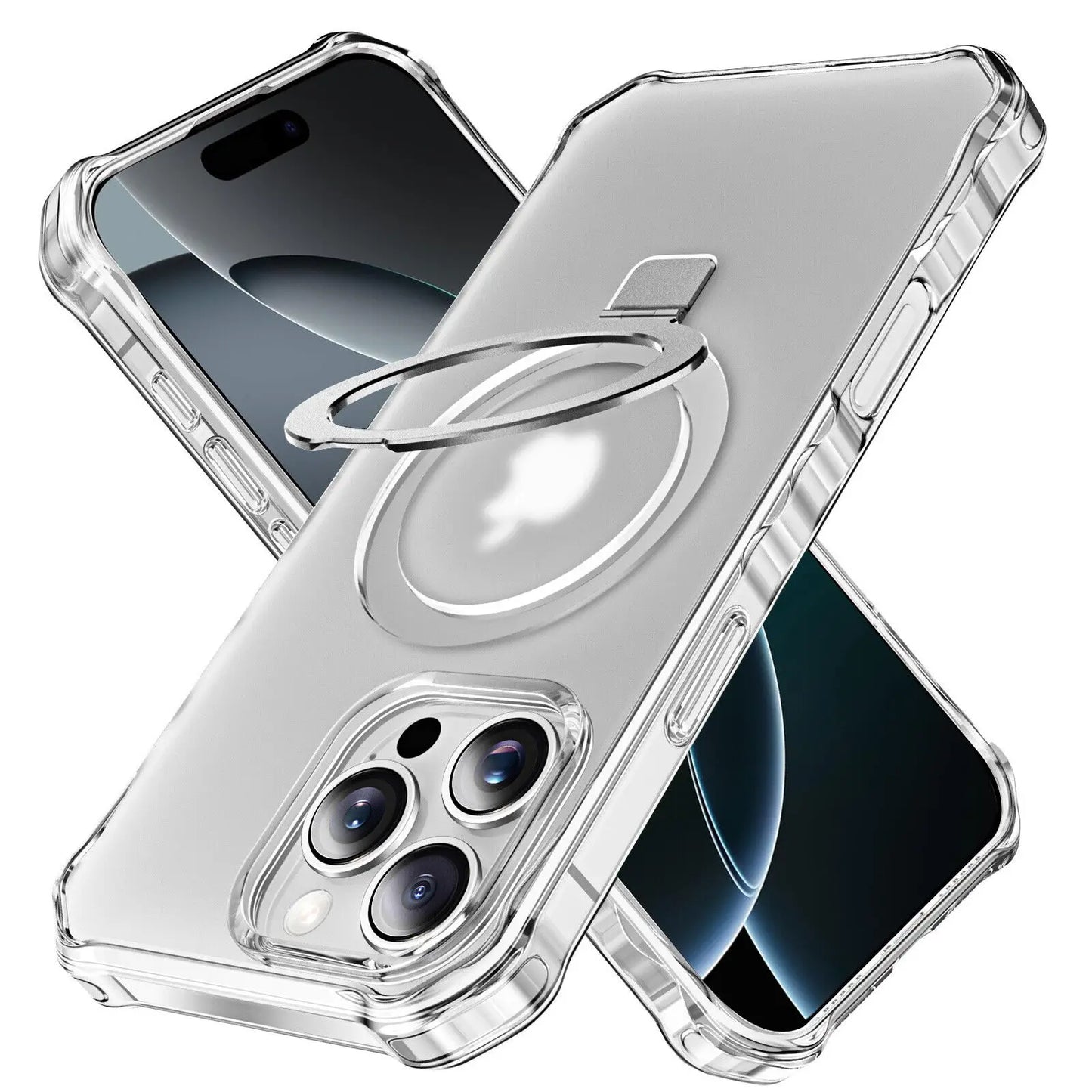 Magnetic Case For iPhone 16 Pro Max Plus With O Ring Stand Mag Safe Slim Cover