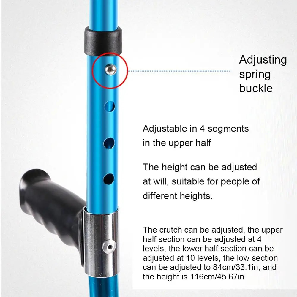 Alloy Folding Crutch Adjustable Telescopic Underarm Cane