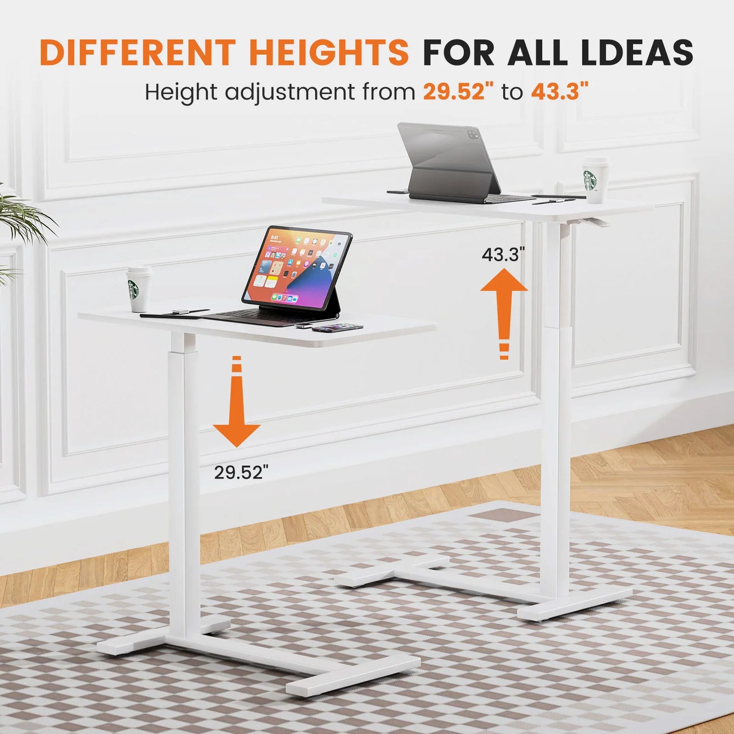 JHK Overbed Bedside Table Adjustable Height Laptop Desk