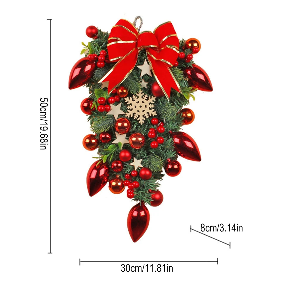 Christmas Ball Wreath Pine Cones Berry Garland Front Door