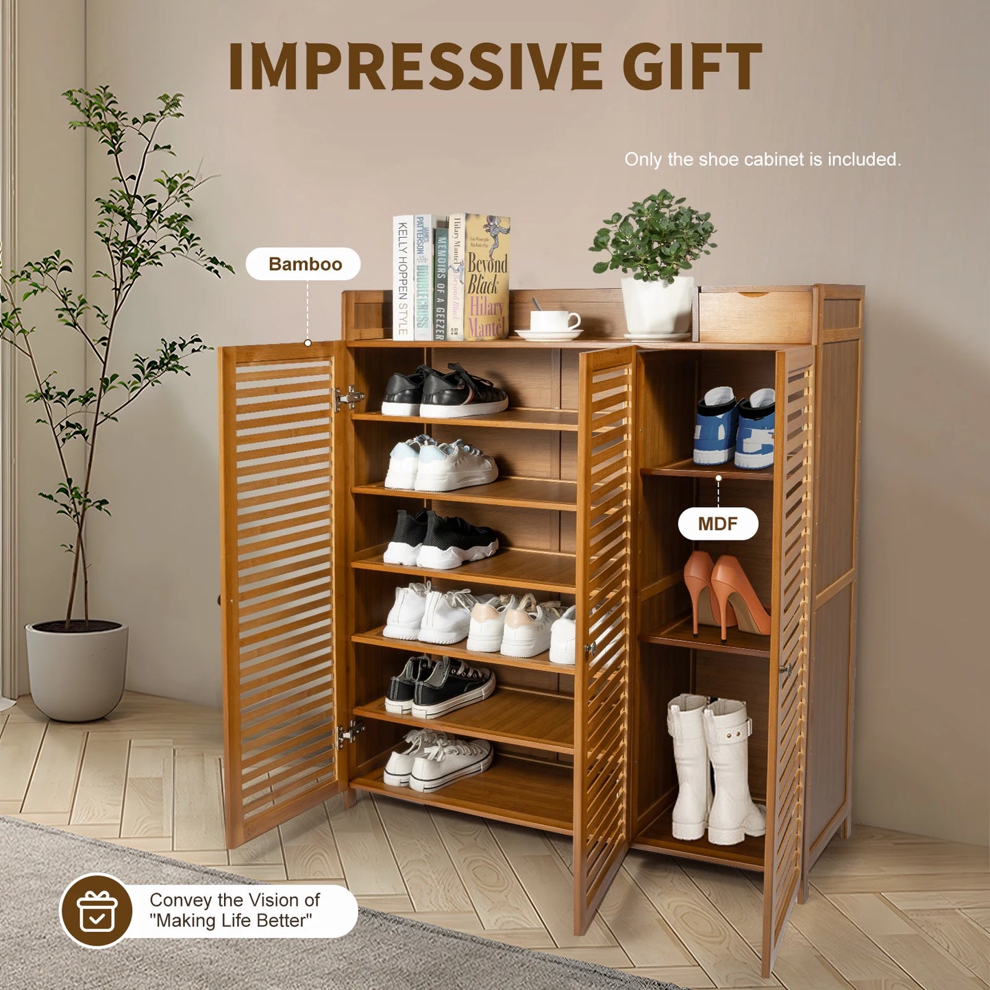 Shoe Cabinet with Doors for Household Item Storage and Various Shoe Organization