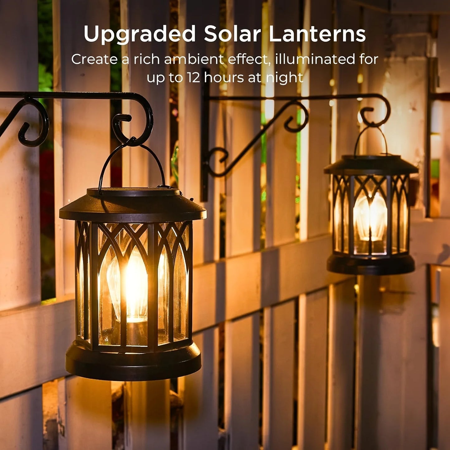 2 Pack Upgraded Solar Lantern Lights Outdoor Warm Light