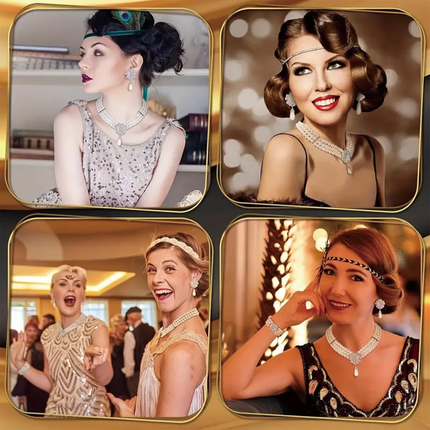 925 Silver Pearl Jewelry Set Necklace Earrings Bracelet