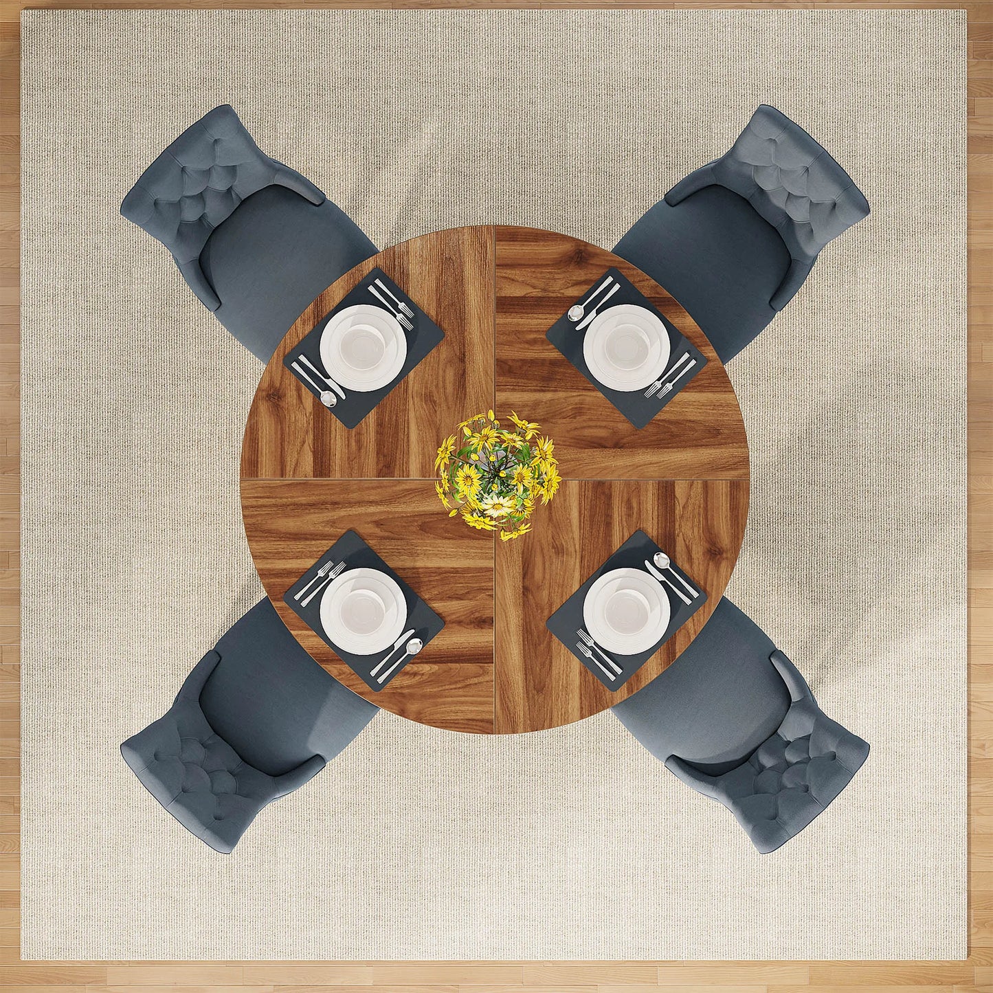 Tribesigns Round Dining Table For 4 47 Inch Farmhouse Kitchen Table Small Dinner Table For Dining Room