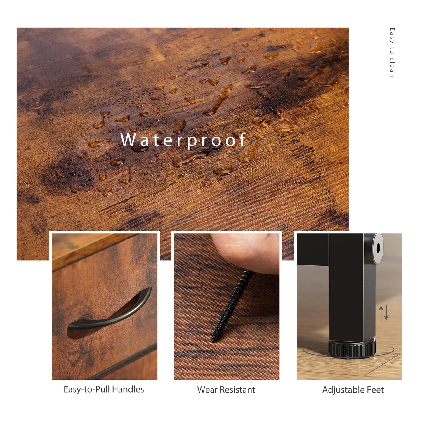 JHK Bedside Table With 10 Fabric Drawers Steel Frame