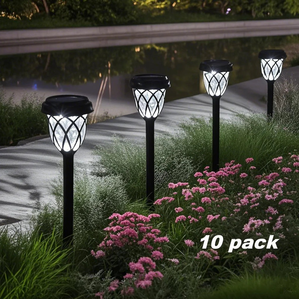 10 Pack Solar Powered Small Tube Light Lawn Garden Lamp