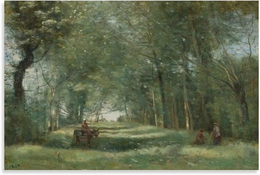 The Green Drive Canvas Painting By Corot Wall Art Print