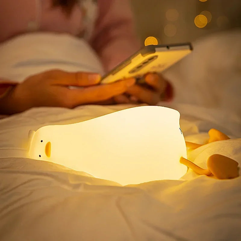 Lying Flat Duck Night Light Silicone Cute Light Up Lamp