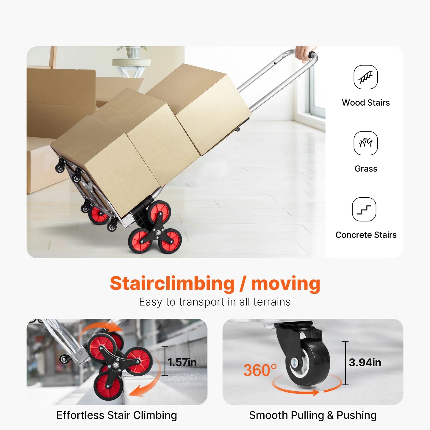SucceBuy 260lbs Folding Hand Truck For Stair Climbing