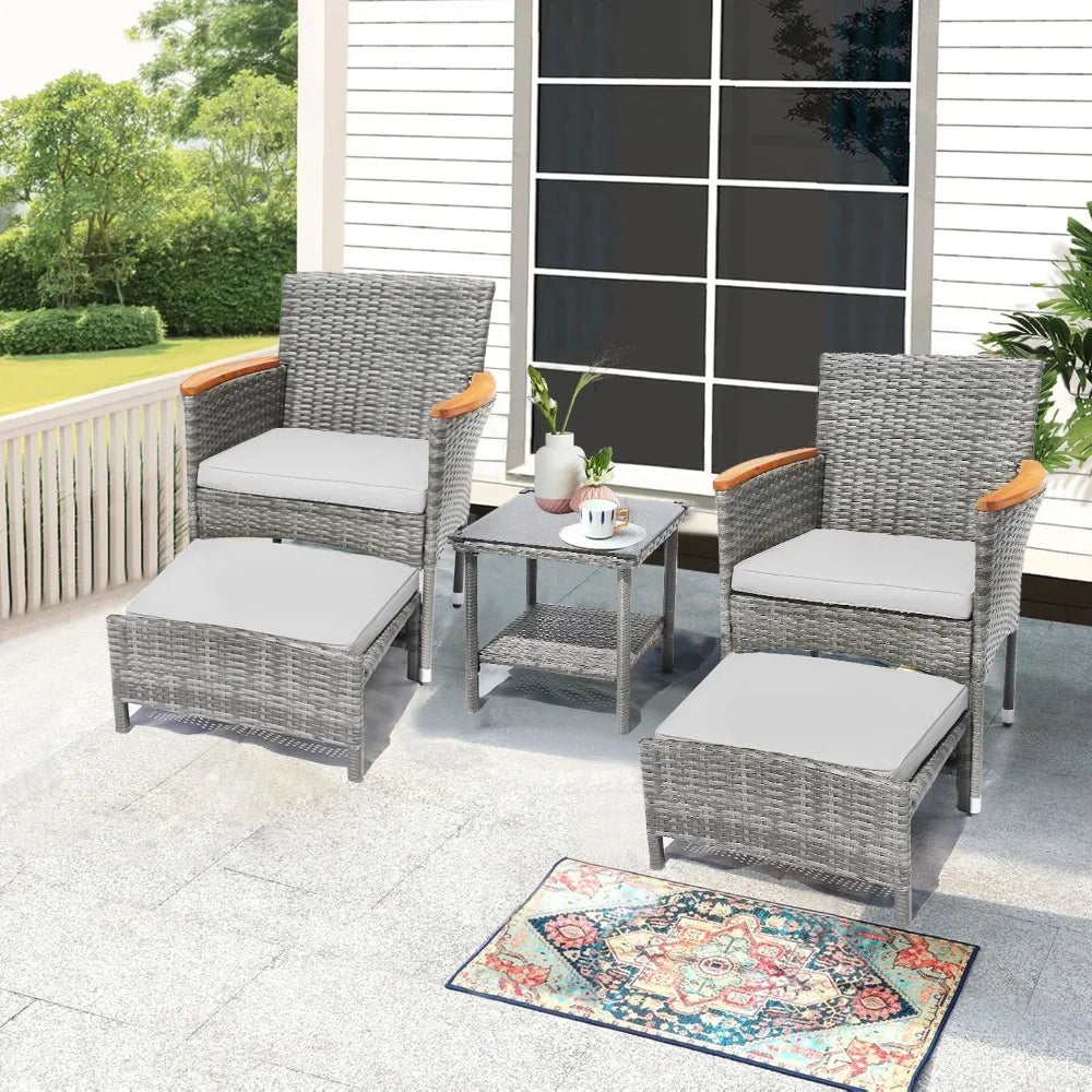 Angduo 5 Piece Outdoor Patio Set With Table And Ottomans